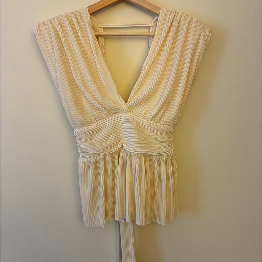 Lush Cream Pleated Blouse